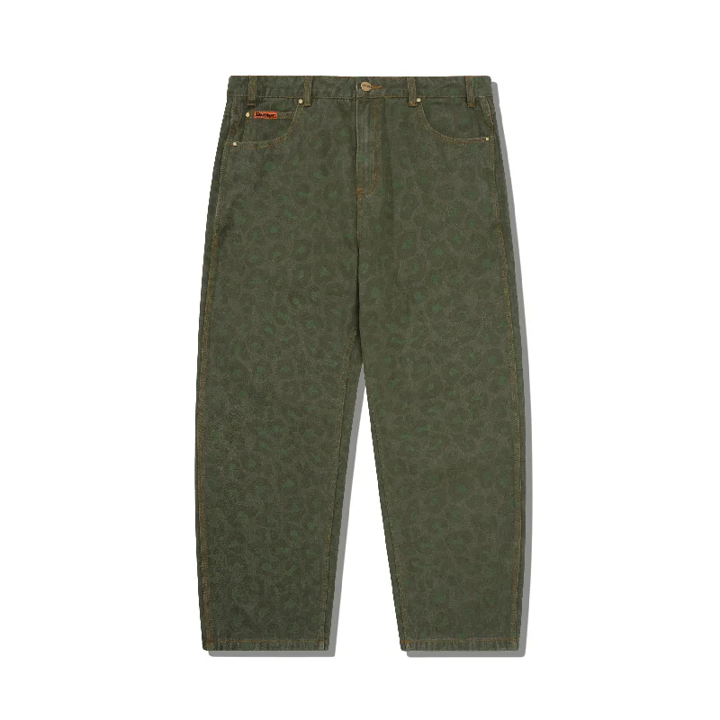 Pants For Exclusive Custom Fan Gear-BUTTER GOODS - "LEOPARD" DENIM PANTS (ARMY GREEN)