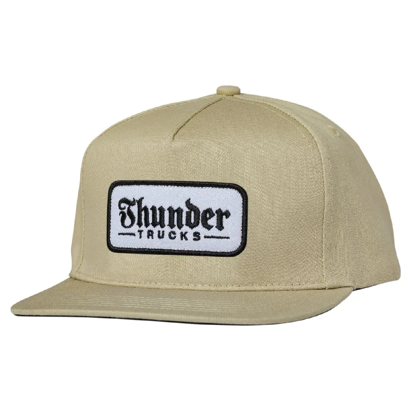 Hat For Team Recognition-THUNDER TRUCKS - "SCRIPT PATCH" SNAPBACK HAT (TAN)