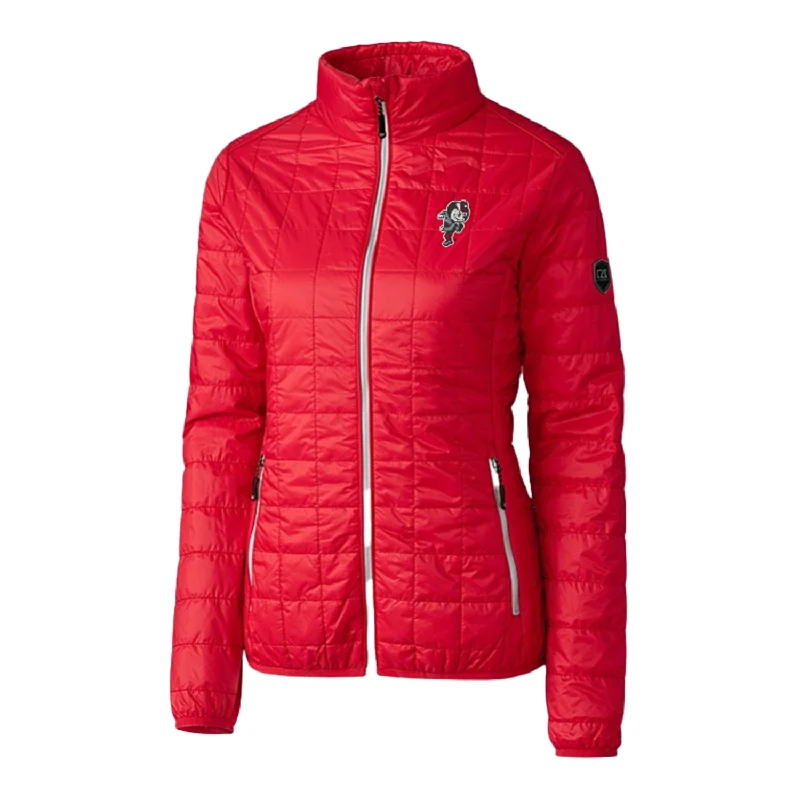 Jackets For Custom Player Gear-Ladies Ohio State Buckeyes Cutter & Buck Rainier PrimaLoft Eco Insulated Scarlet Full Zip Jacket