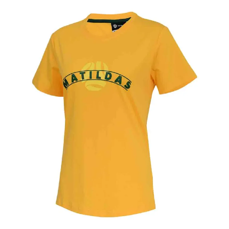 T-Shirt For Kids-Official Australia Matildas Womens Gold Arch Supporter T-Shirt Football Soccer