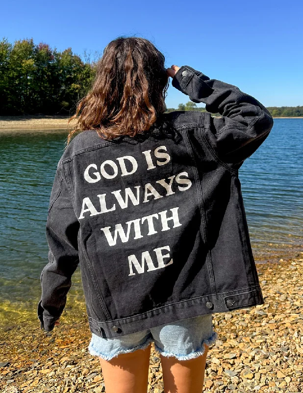 Jackets For Tournament Team Apparel-God is Always With Me Denim Jacket