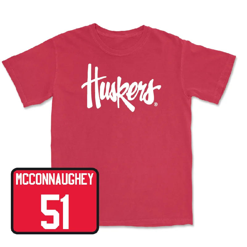 T-Shirt For Team Logo Customization-Red Baseball Huskers Tee - Mason McConnaughey