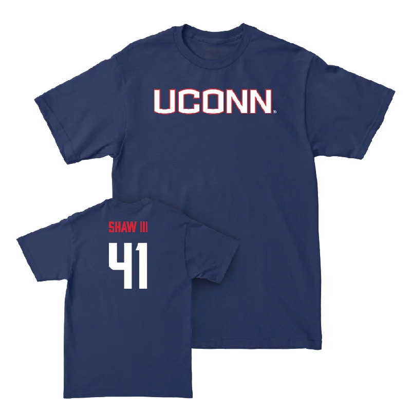 T-Shirt With Player Signature Embroidery-Navy Baseball UConn Tee  - Gregory Shaw III