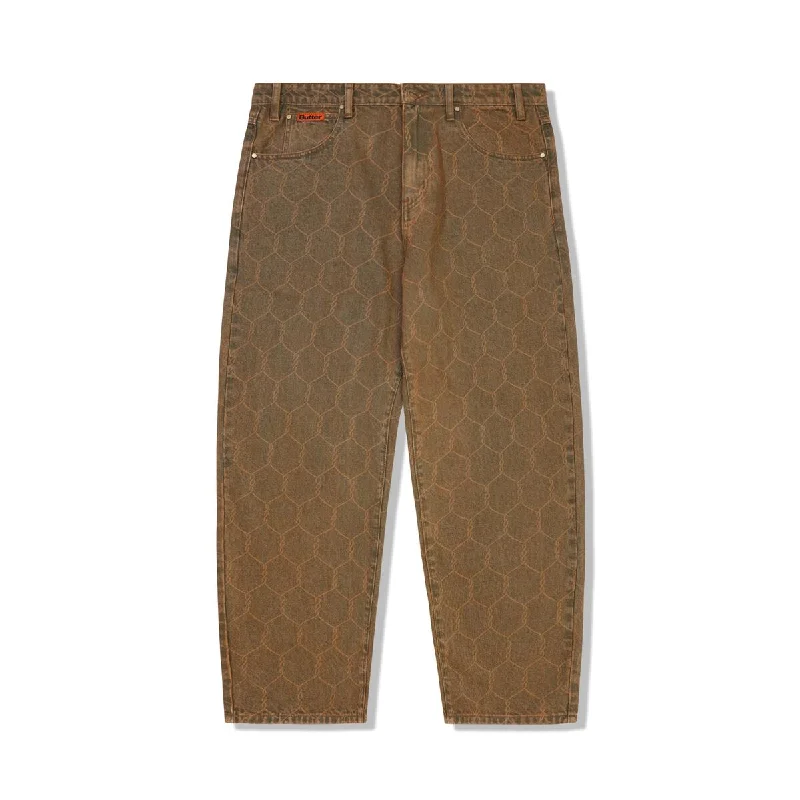 Pants For Exclusive Fan Custom Orders-BUTTERGOODS CHAIN LINK DENIM JEANS WASHED BROWN