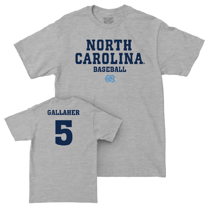 T-Shirt For Exclusive Tournament Merchandise-UNC Baseball Sport Grey Staple Tee  - Gavin Gallaher