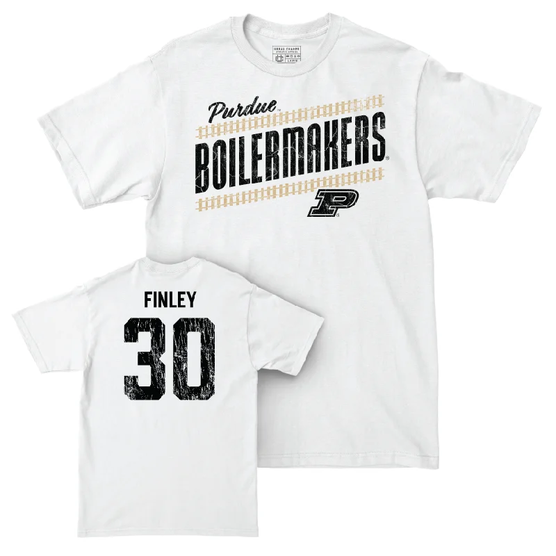 T-Shirt For Tournament Merchandise-Baseball White Slant Comfort Colors Tee     - Maclane Finley