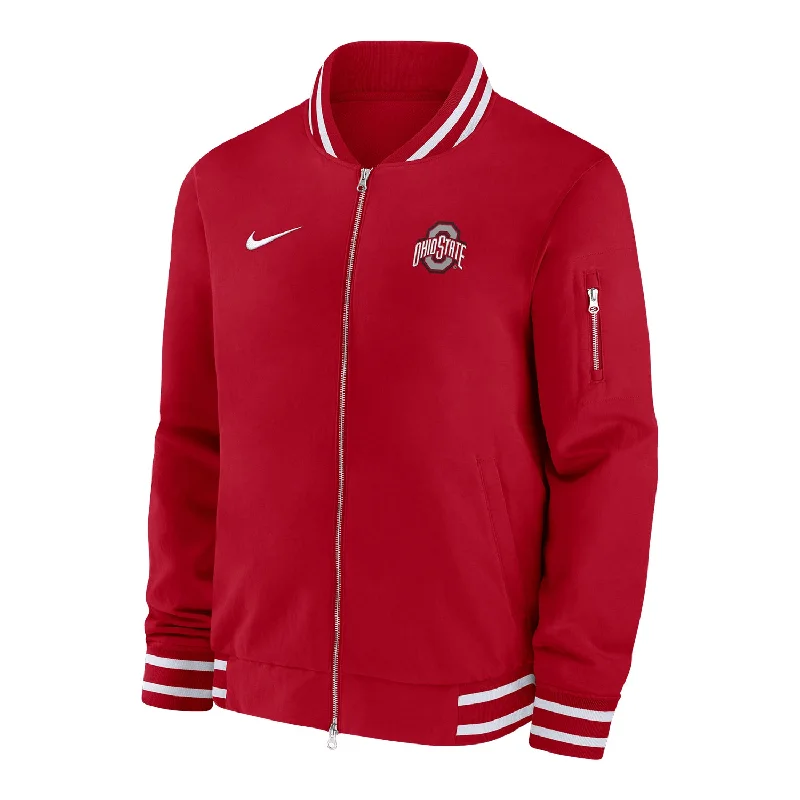 Jackets For Fan Club Custom Gear-Ohio State Buckeyes Nike Sideline Bomber Scarlet Jacket