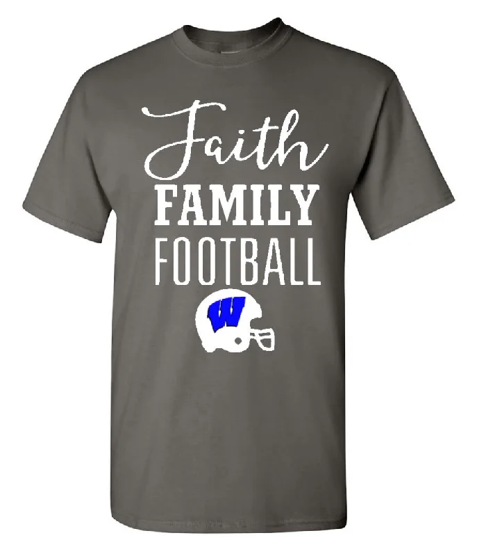 T-Shirt With Custom Color Options-Windsor - Faith Family Football (Windsor) - Charcoal Short/Long Sleeves