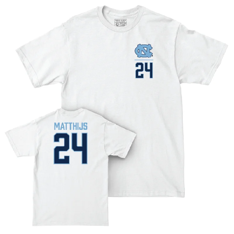 T-Shirt For Team Fundraising Campaigns-UNC Baseball White Logo Comfort Colors Tee   - Matthew Matthijs