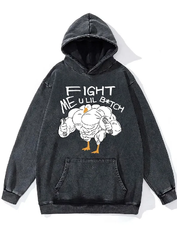 Hoodie For Personalized School Merchandise-fight me u lil btch Washed Gym Hoodie