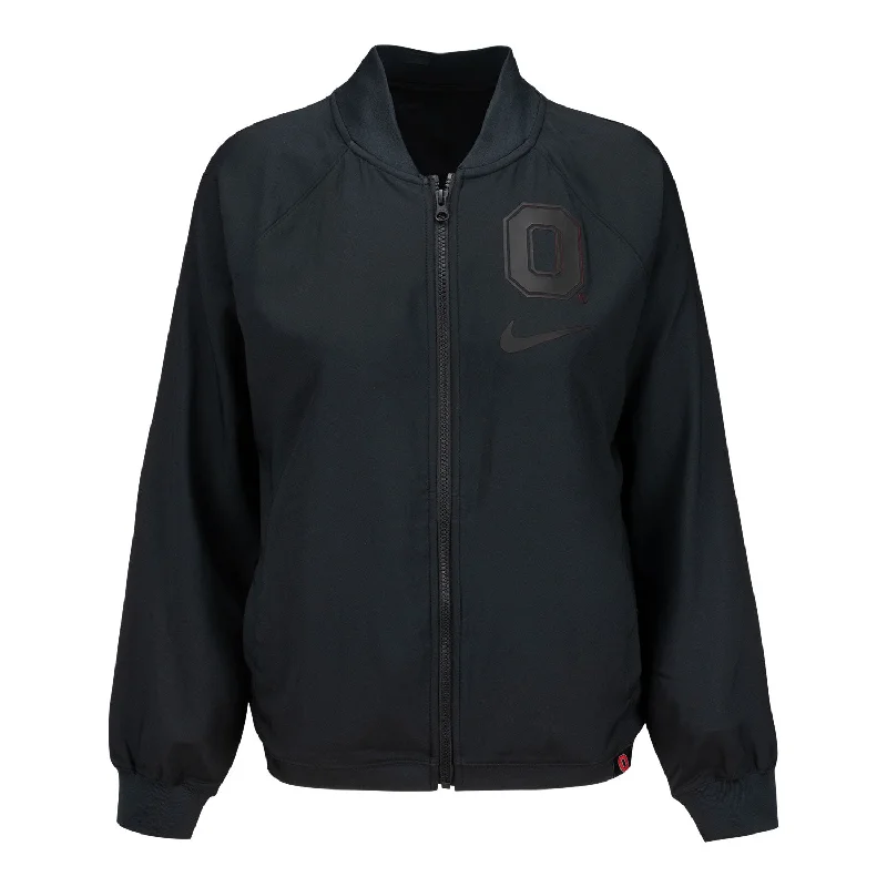 Jackets For Youth Team Fan Gear-Ladies Ohio State Buckeyes Nike Bomber Full Zip Black Jacket