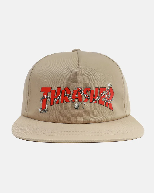 Hat For Tournament Fan Gear-Thrasher Magazine Chains Snapback - Tan