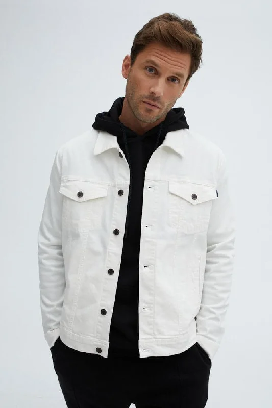 Jackets For School Teams-White Trucker Jacket