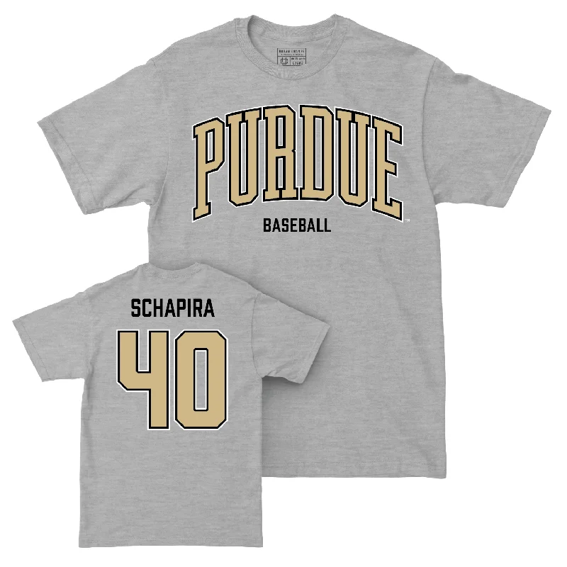 T-Shirt With Custom Patch Designs-Baseball Sport Grey Arch Tee - Calvin Schapira | #40