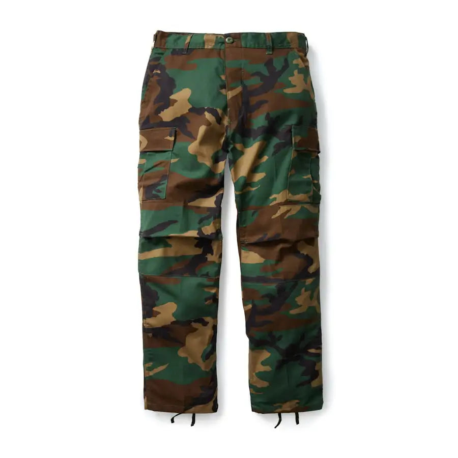 Pants For Softball And Baseball Teams-No-Comply Cargo Skate Pants - Woodland Camo