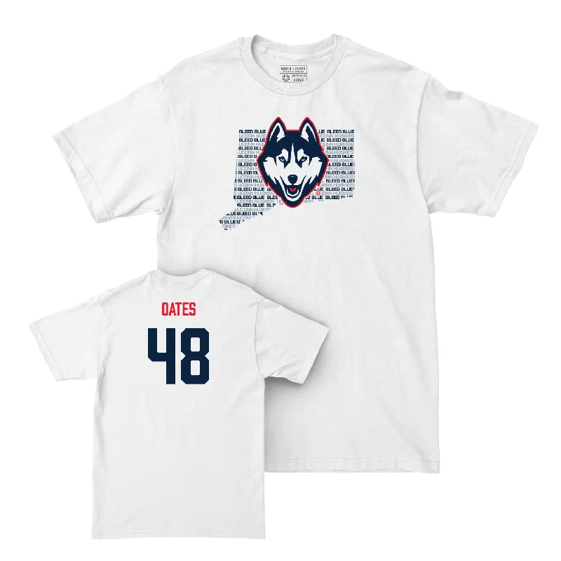 T-Shirt With Team Logo Embroidery-Baseball White Bleed Blue Comfort Colors Tee - Michael Oates