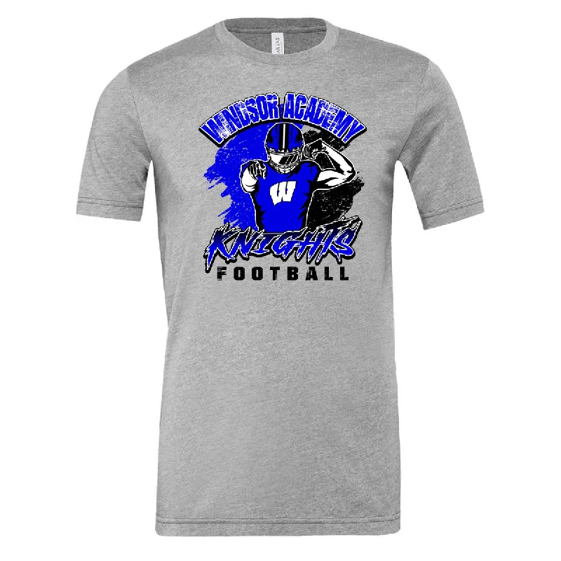 T-Shirt For Custom Team Logos-Windsor - Windsor Academy Knights Football Player - Athletic Heather (Tee/DriFit/Hoodie/Sweatshirt)