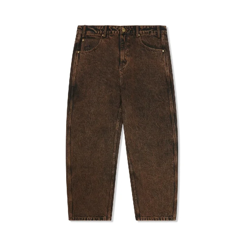 Pants For Personalized Game Day Gear-BUTTERGOODS SPIDER DENIM JEANS ACID BROWN