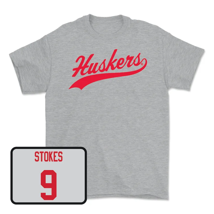 T-Shirt For Custom Team Portraits-Sport Grey Baseball Script Tee - Rhett Stokes