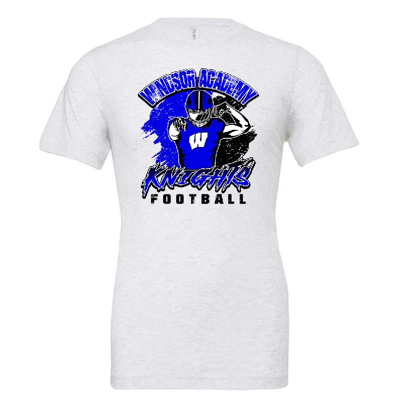 T-Shirt For Sports Apparel-Windsor - Windsor Academy Knights Football Player - White (Tee/DriFit/Hoodie/Sweatshirt)