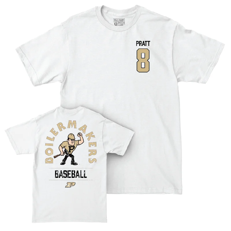 T-Shirt For Tournament Team Custom Orders-Baseball White Mascot Comfort Colors Tee  - Davis Pratt