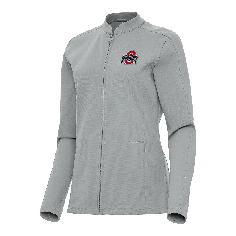 Jackets For College Fan Gear-Ladies Ohio State Buckeyes Regard Full Zip Gray Jacket