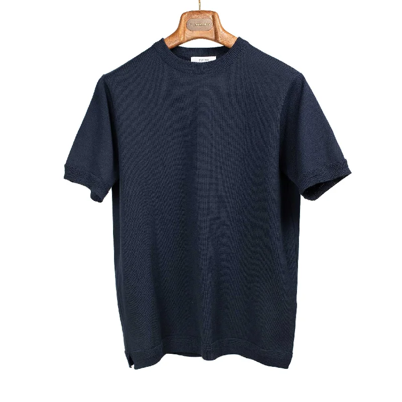 T-Shirt For Fundraiser Campaigns-Short sleeve knit t-shirt in navy blue