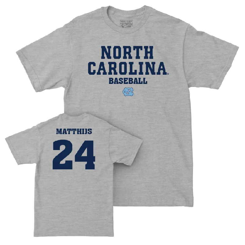 T-Shirt For Softball And Baseball Teams-UNC Baseball Sport Grey Staple Tee   - Matthew Matthijs