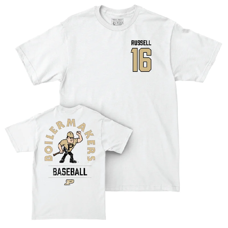 T-Shirt For Custom High School Orders-Baseball White Mascot Comfort Colors Tee     - Houston Russell