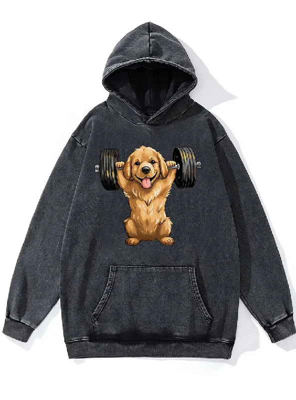 Hoodie For Promotional Sales-WEIGHTLIFTING DOG Washed Gym Hoodie