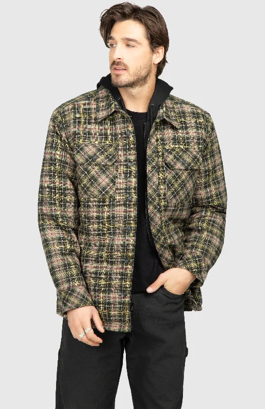 Jackets For League Orders-Black Pine Hooded Flannel Shirt Jacket