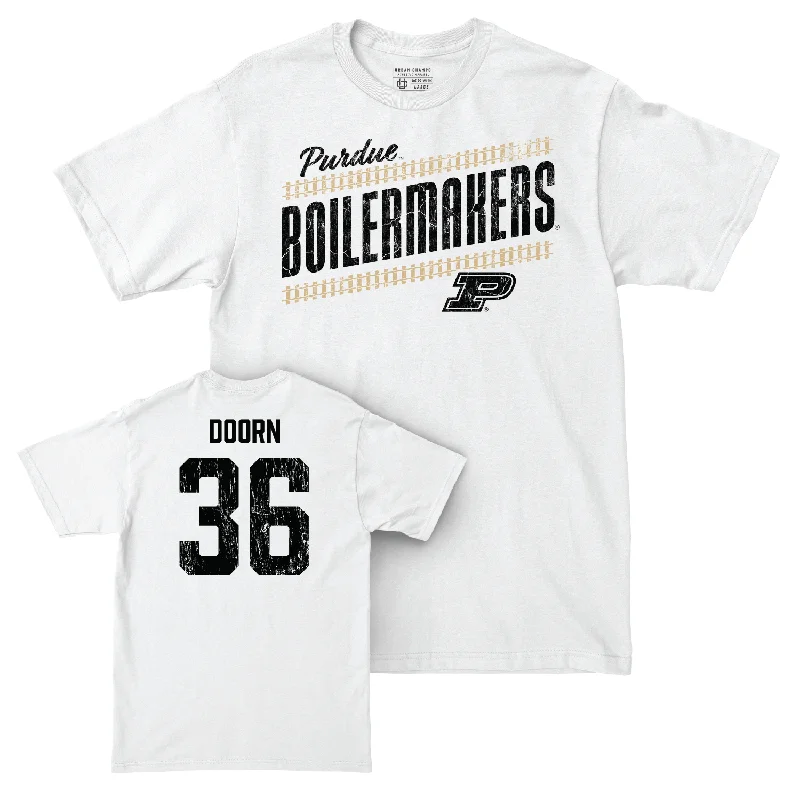 T-Shirt For Softball Custom Orders-Baseball White Slant Comfort Colors Tee - Carter Doorn | #36