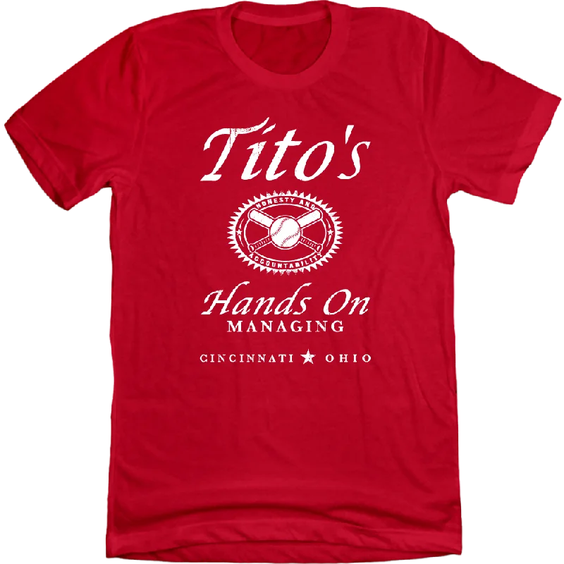 T-Shirt With Custom Embroidery-Tito's Hands On Managing