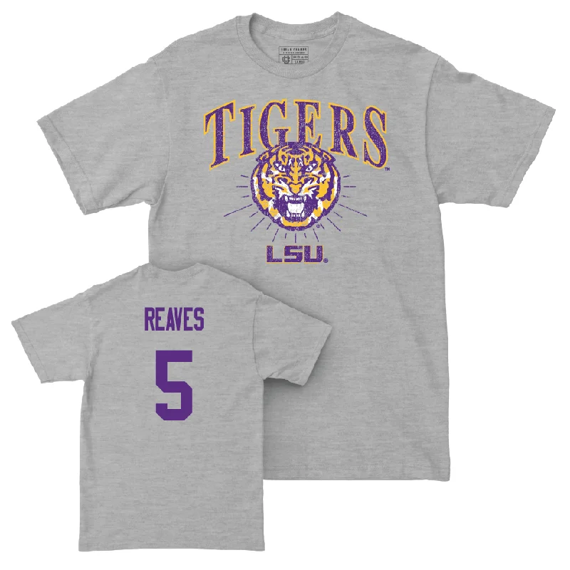 T-Shirt With Custom Fan Designs-Baseball Sport Grey Tigers Tee - Tanner Reaves