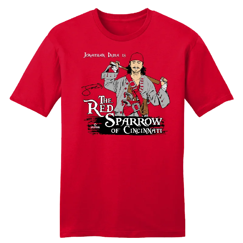 T-Shirt For Custom Team Merchandising-Jonathan India "The Red Sparrow"