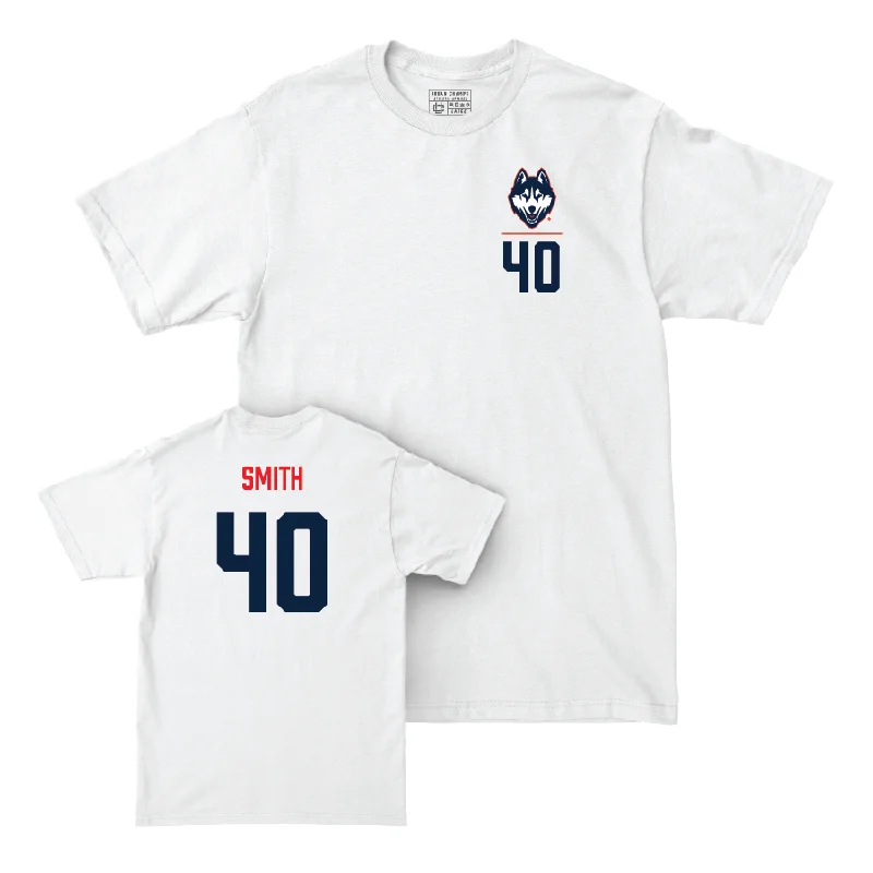 T-Shirt For School Team Orders-UConn Baseball Logo White Comfort Colors Tee  - Drew Smith