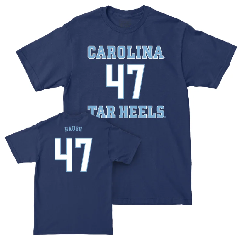 T-Shirt For Custom Fan Events-UNC Baseball Sideline Navy Tee   - Aiden Haugh