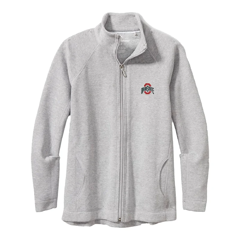 Jackets For School Fan Orders-Ladies Ohio State Buckeyes Aruba Gray Full Zip Jacket