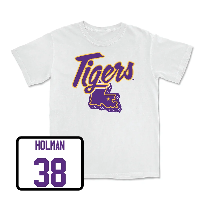 T-Shirt For Custom High School Orders-Baseball White Tiger State Tee - Luke Holman