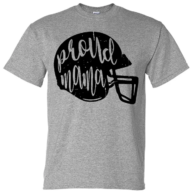 T-Shirt For High School Teams-PROUD MAMA - FOOTBALL - SPORT GREY SHORT SLEEVE TEE