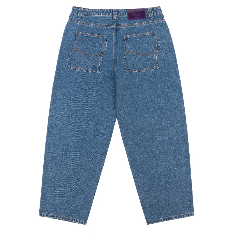 Pants With Team Logo-Dime Classic Baggy Denim Pants - Indigo Washed