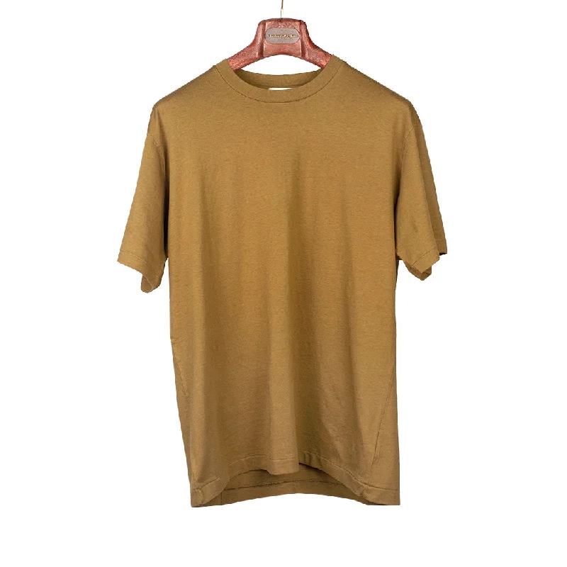 T-Shirt For Softball Fan Custom Gear-Crewneck t-shirt in camel color cotton and silk jersey