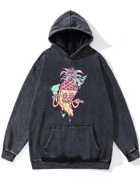 Hoodie With Custom Color Options-PIZZA PINEAPPLE Washed Gym Hoodie