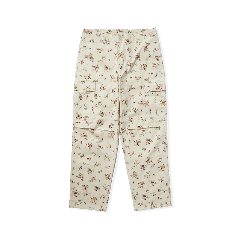 Pants With Custom Graphics-HUF Utility Cargo Pants - Floral Ivory