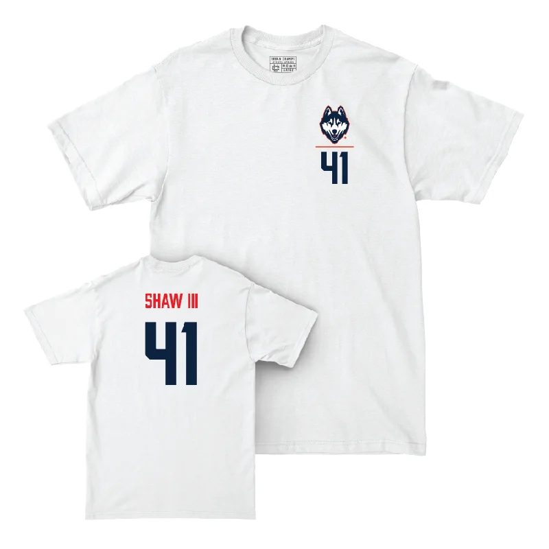 T-Shirt For Custom Designs-UConn Baseball Logo White Comfort Colors Tee  - Gregory Shaw III