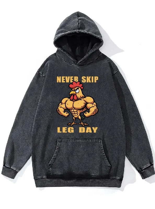 Hoodie For Custom School Gear-NEVER SKIP LEG DAY Washed Gym Hoodie