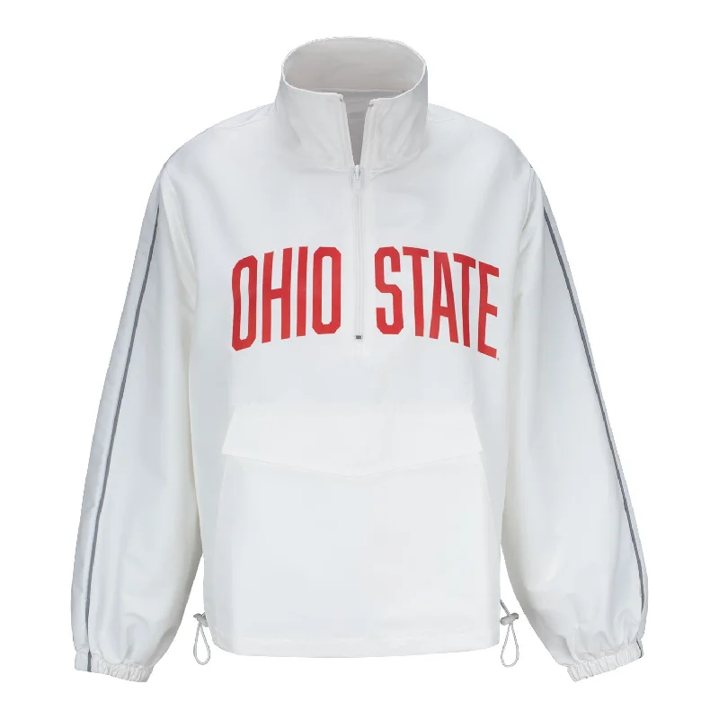 Jackets For Softball And Baseball Teams-Ladies Ohio State Buckeyes Lusso 1/4 Zip Parker Rain Tech Jacket