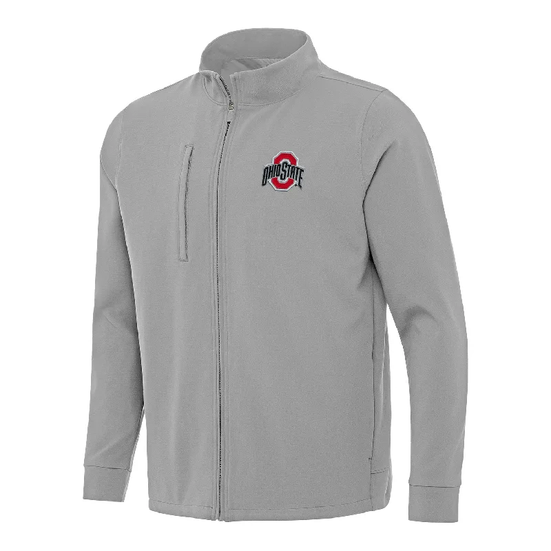 Jackets For Custom Tournament Fan Gear-Ohio State Buckeyes Regard Gray Full Zip Jacket