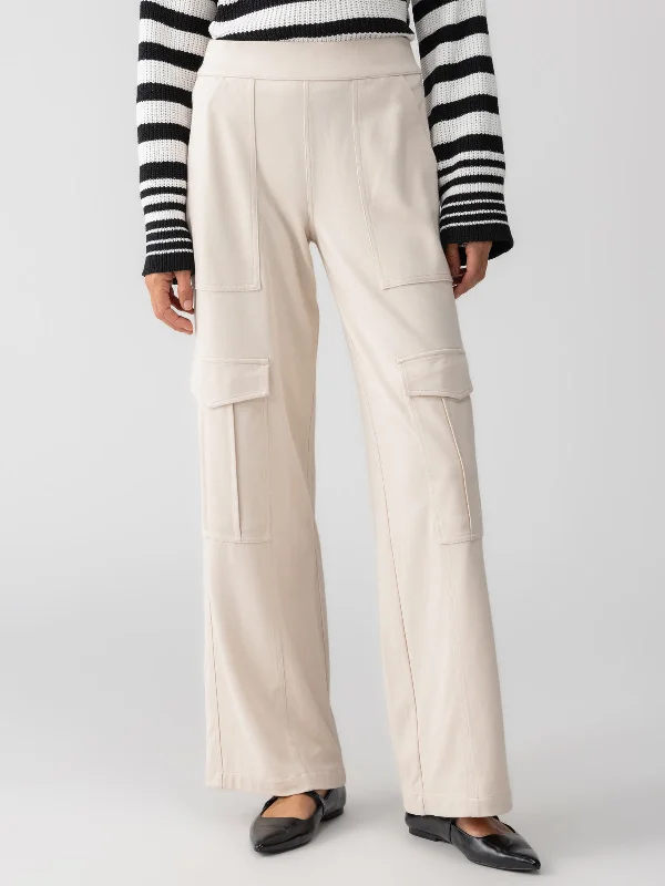 Pants For Tournament Team Custom Orders-Ponte Travel Cargo Standard Rise Pant Toasted Almond