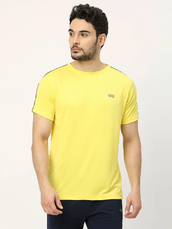 T-Shirt For Custom Fan Clothing-Men's Striped Sports T-Shirt - Yellow